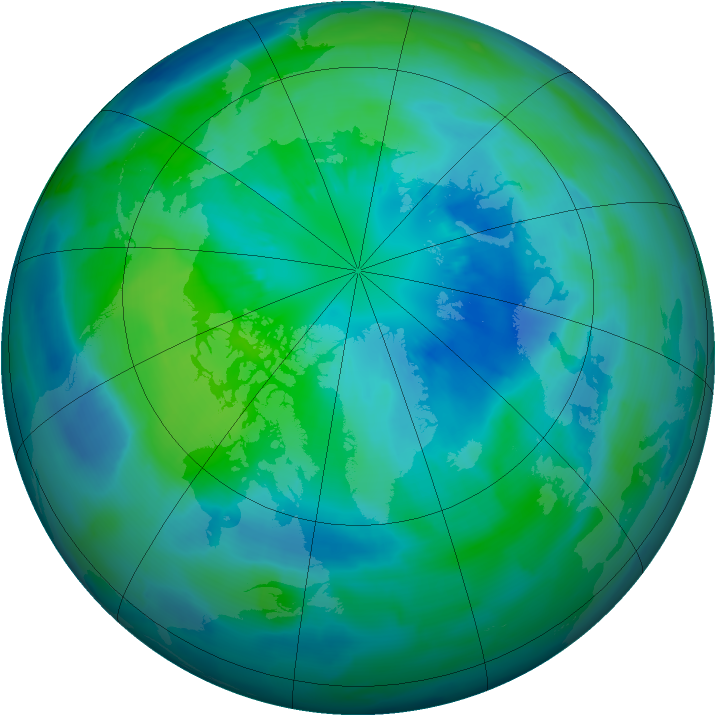 Arctic ozone map for 01 October 2012